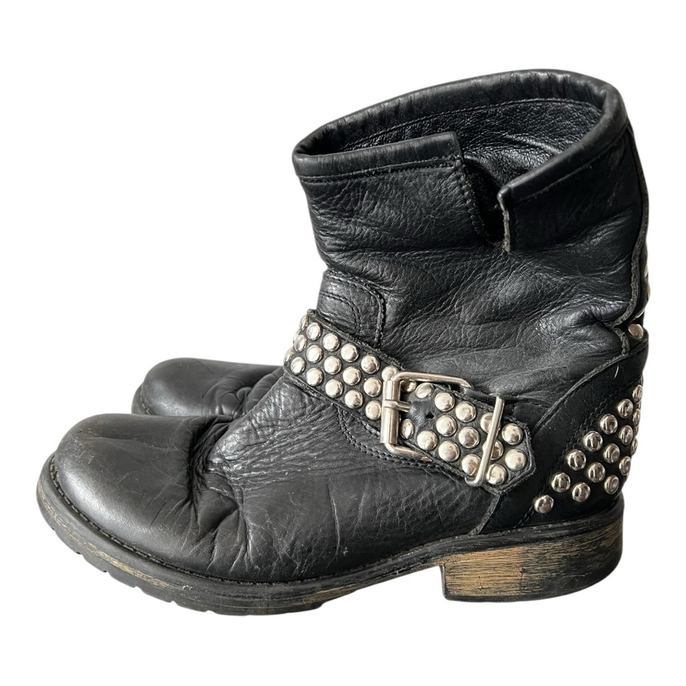 Steve Madden Studded Black Leather Ankle Boots